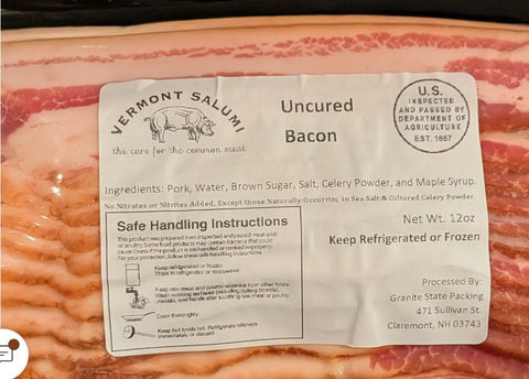 Bacon FRESH Thick Cut Uncured Vermont Salumi 12 oz